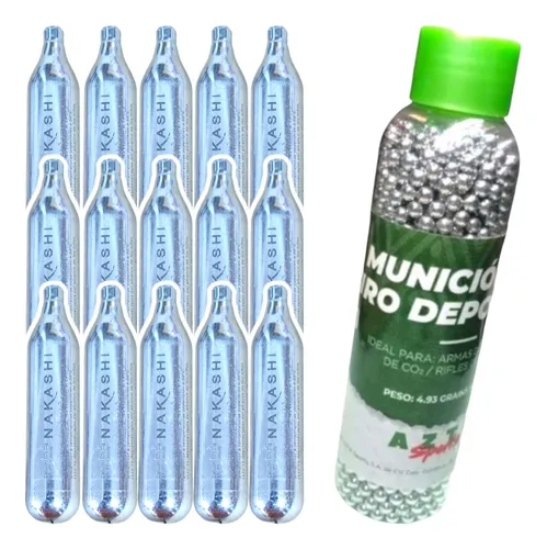 15 Tanques De Co2 + 1500 Municion Aztk Para Pistolas Y Rifle