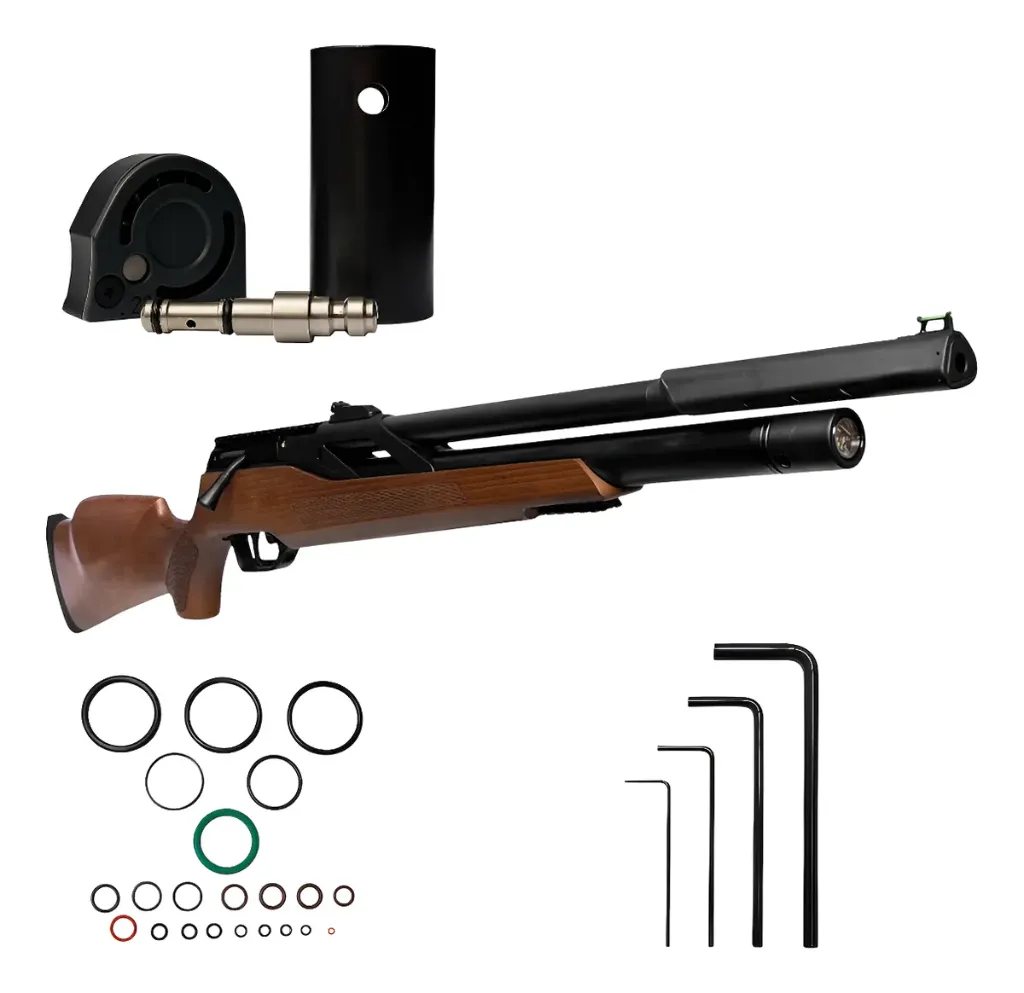 AZTK Rifle PCP 6.35 mm T-REX Regulado Alta Potencia con Cargador de 10 tiros Madera