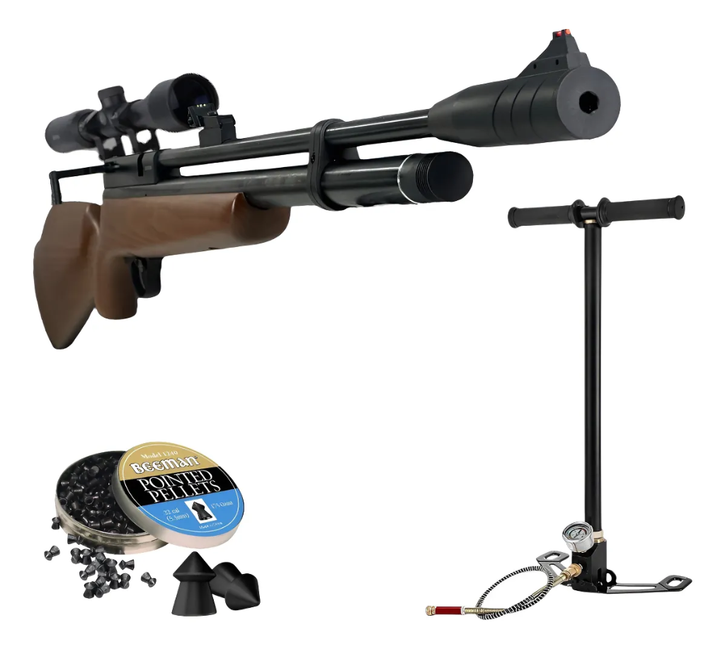 Kit Beeman Pcp Bomba Y Rifle Chief 2 Plus Madera + Mira 4x32