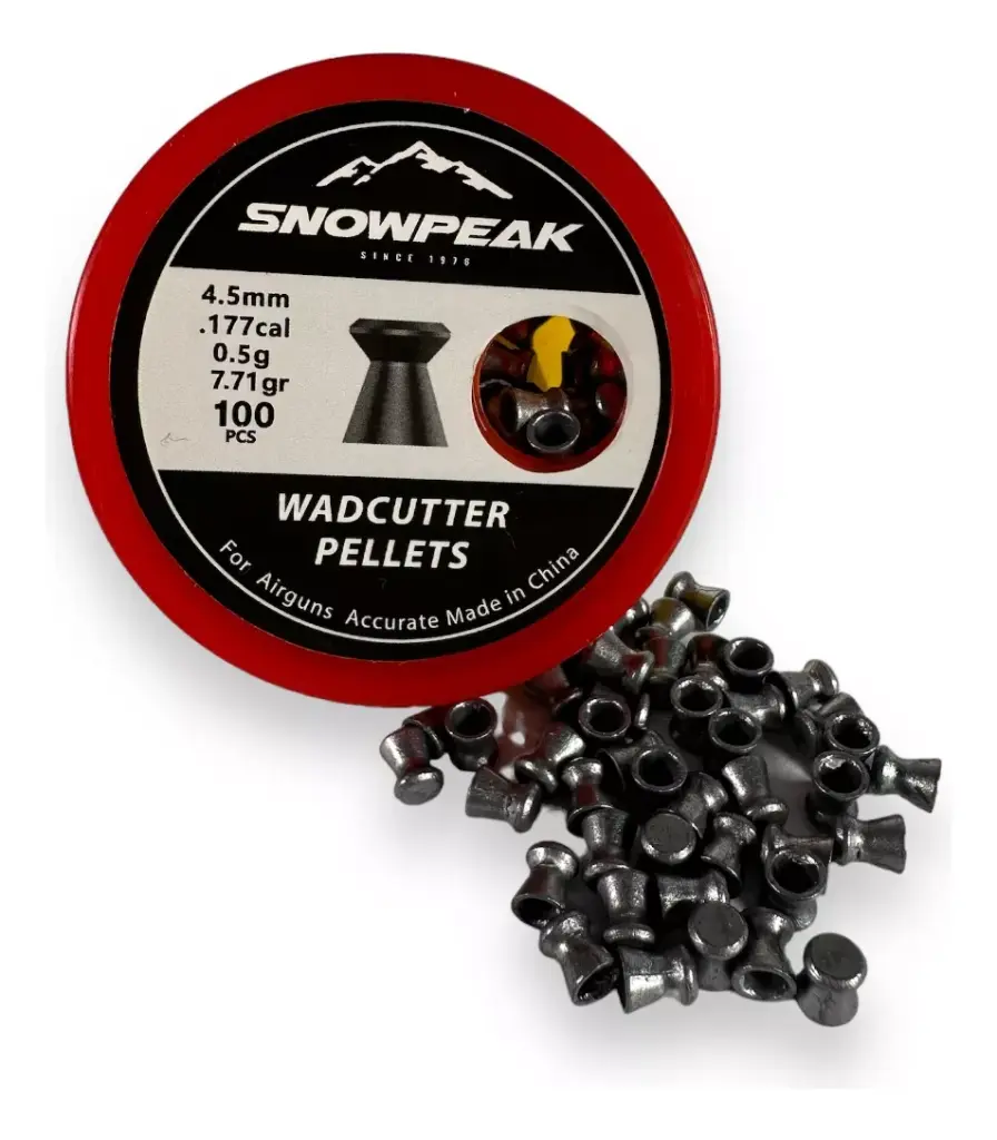 SNOWPEAK Diábolo Lead Pellet 4.5 mm WAD CUTTER PELLET 7.71 GR Lata con 100 pcs