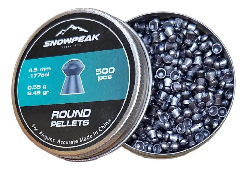 SNOWPEAK Diábolo Lead Pellet 4.5 mm ROUND PELLET 8.49 GR Lata con 500 pcs
