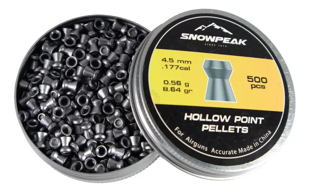 SNOWPEAK Diábolo Lead Pellet 4.5 mm HOLLOW POINT PELLETS 8.64 GR Lata con 500 pcs