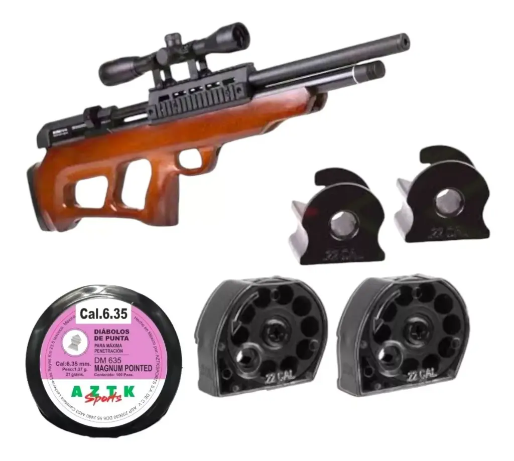 Beeman Rifle PCP 6.35 mm UNDER LEVER REGULADO (Wood stock) Mira 4X32