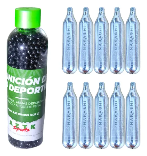 Kit Aztk De 10 Tanques Co2 Para Pistola Y 1500 Balines Negro | AZTK ...